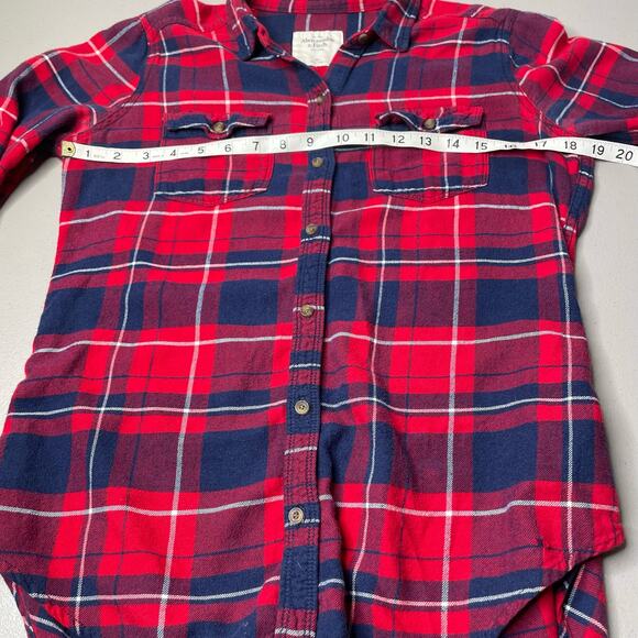 Abercrombie & Fitch Button Up Shirt Plaid Collared Red Country Farm Workwear M - Picture 7 of 10